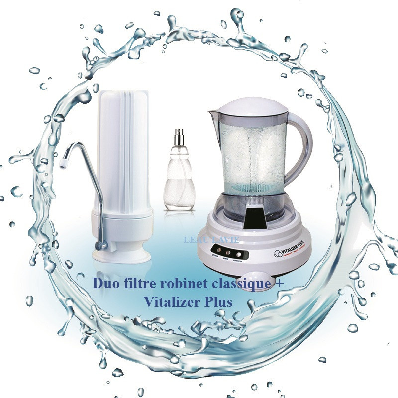 Pack filtre à eau sur robinet classique et dynamiseur Vitalizer Plus