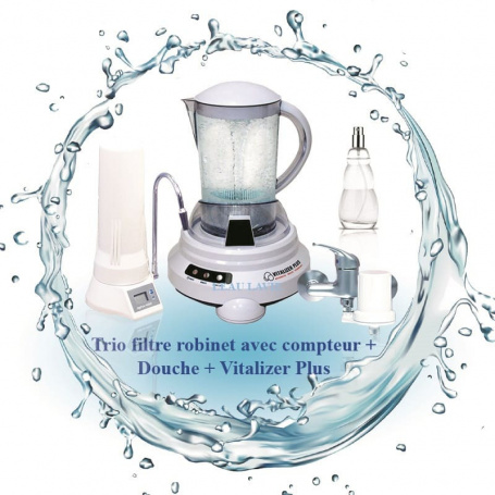 Gamme filtre eau du robinet avec compteur volumétrique Filtre eau robinet - dynamiseur d'eau - filtre douche - letempledelavie