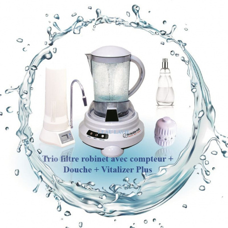 Gamme filtre eau du robinet avec compteur volumétrique Filtre eau robinet - dynamiseur d'eau - filtre douche SDB
