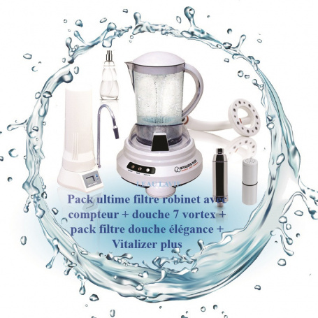 Gamme filtre eau du robinet avec compteur volumétrique Filtre eau robinet - dynamiseur d'eau - douche vortex - letempledelavie.f