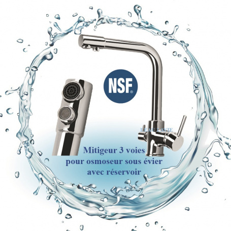 Osmoseur domestique Mitigeur 3 voies pour osmoseur avec réservoir sous évier