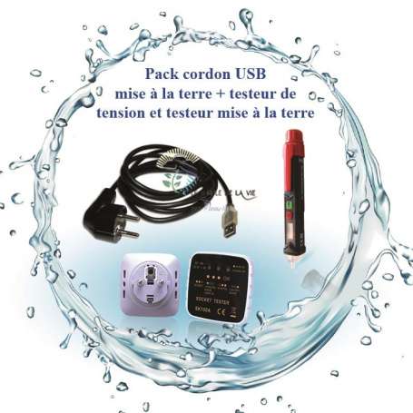 testeur de tension et terre avec cordon USB de mise à la terre