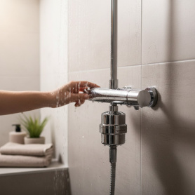 filtre douche anti chlore et anti calcaire en INOX pour la douche et baignoire. protège votre peau au quotidien