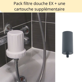 Filtre douche et baignoire anti calcaire EX + 1 cartouche supplémentaire