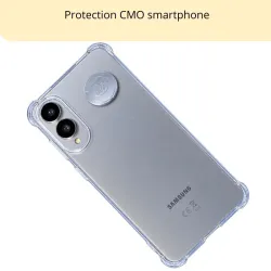 Pastille CMO MP24 anti-ondes collée derrière un smartphone