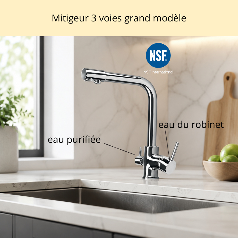 Mitigeur 3 voies grand modèle pour osmoseur sous évier