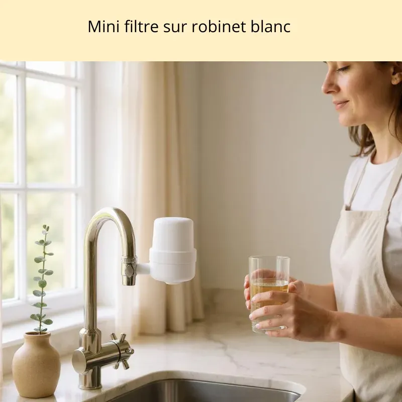 Filtre à eau à charbon actif vissé à la place de l'aérateur du robinet