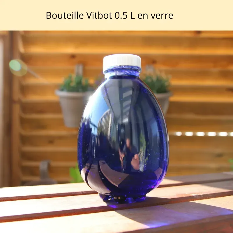 Fiole alchimique Vitbot en verre bleu cobalt, forme ovoïde