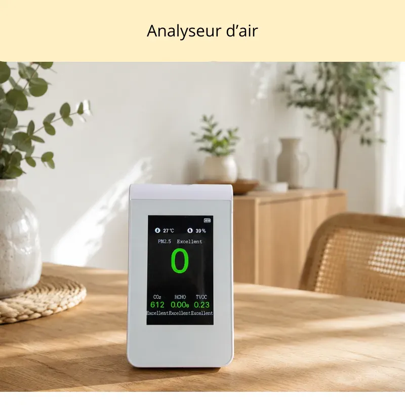 Analyseur de la qualité de l'air intérieur et son écran de mesures