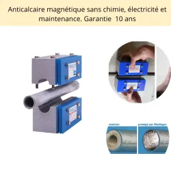 Anti-calcaire MEDIAGON  écologique, sans chimie, garantie 10 ans posé sur une canalisation