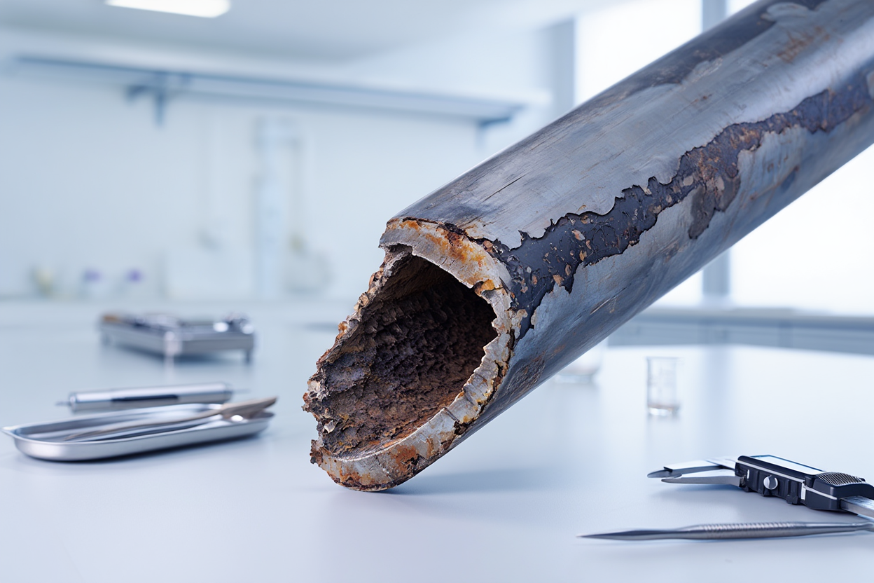 Canalisation en plomb corrodée