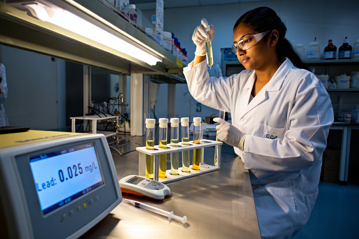 Analyse de plomb dans l'eau en laboratoire