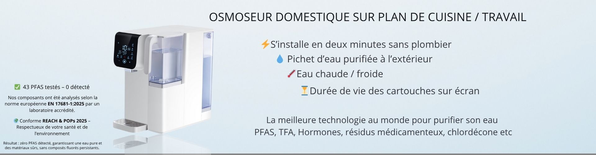 osmoseur domestique sur plan de cuisine