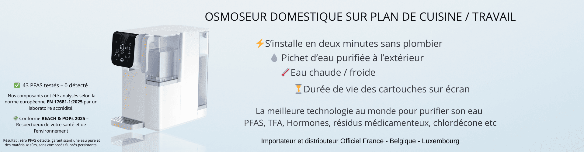 osmoseur domestique sur plan de cuisine