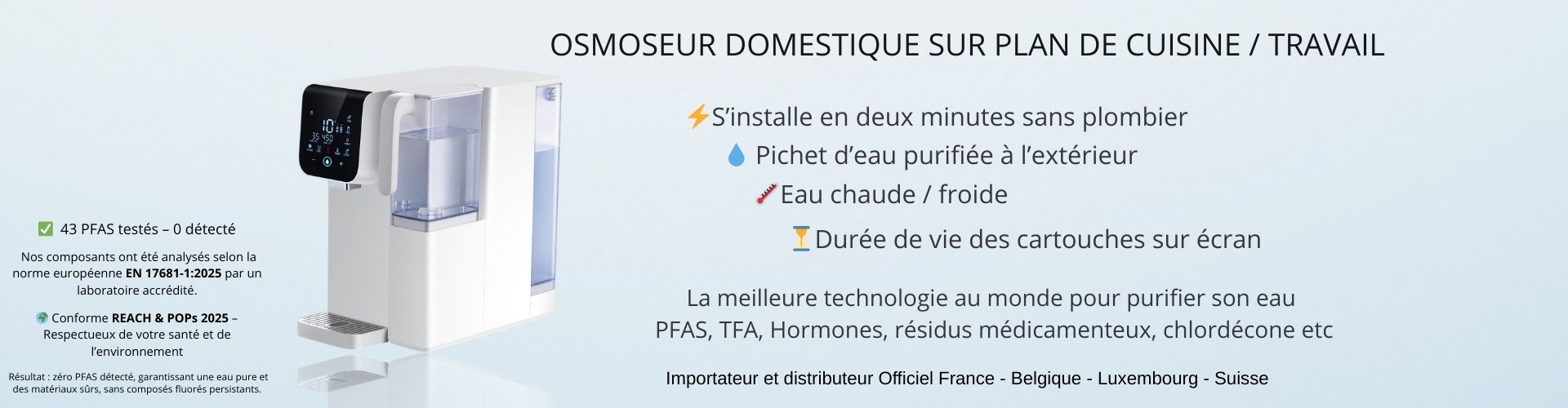 osmoseur domestique sur plan de cuisine